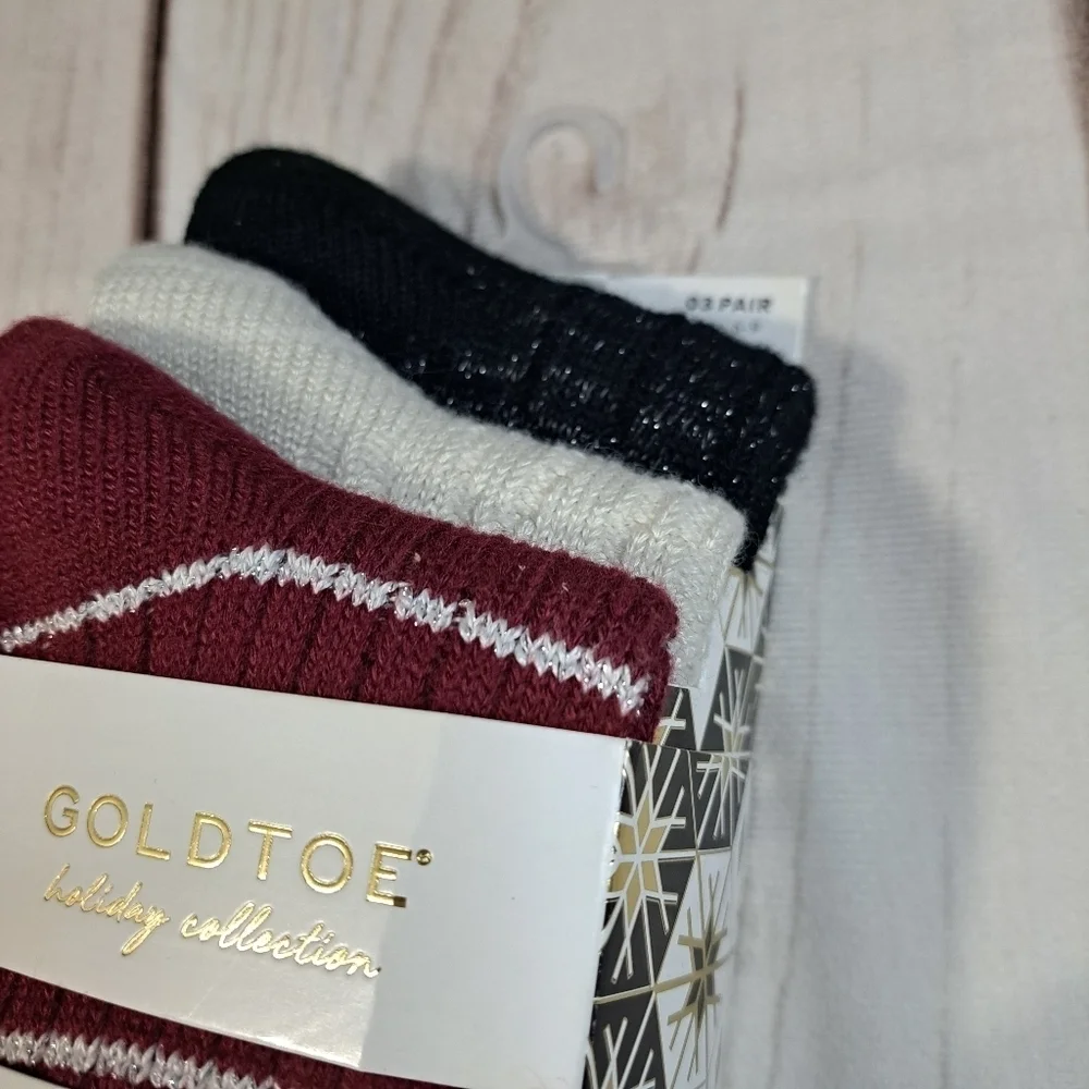 Goldtie Holiday Collection 3 Pair Ribbed Crew Sock